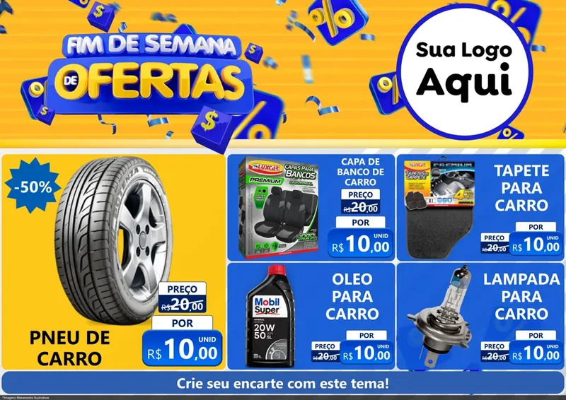 Modelo de Encarte para Encarte A4 Horizontal com o tema Fim de Semana de Ofertas para Auto peças