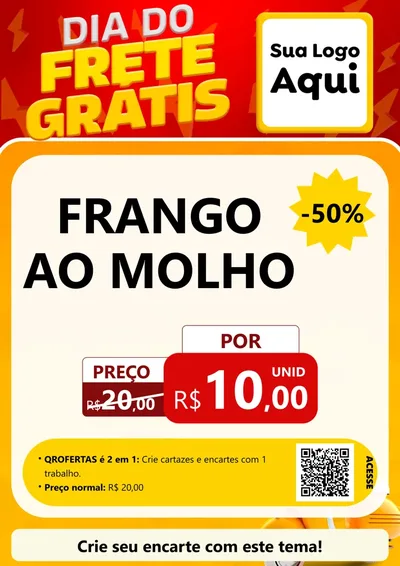 Modelo de Cartaz para Cartaz A4 Vertical com o tema Dia do Frete Grátis para Restaurante