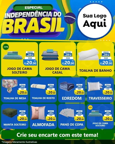 Modelo de Rede Social para Feed Instagram com o tema Especial Independência do Brasil para Cama, Mesa e Banho