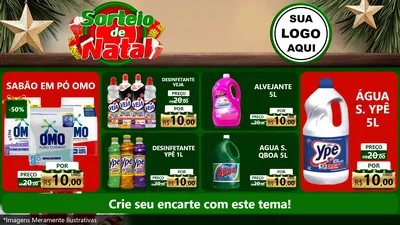 Modelo de TV para TV Horizontal com o tema Sorteio de Natal para Produtos de Limpeza