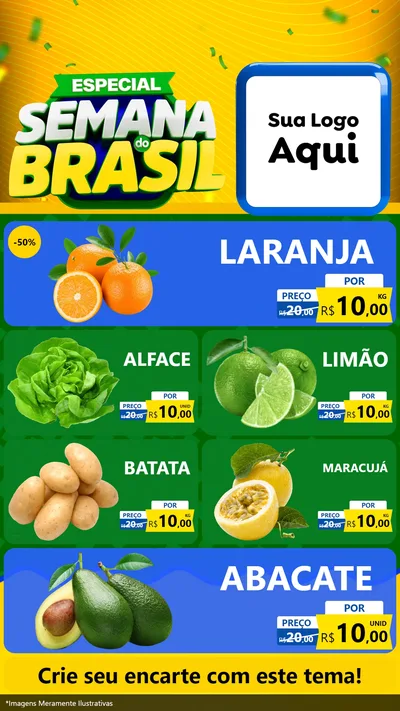 Modelo de TV para TV Vertical com o tema Especial Semana do Brasil para Hortifrúti