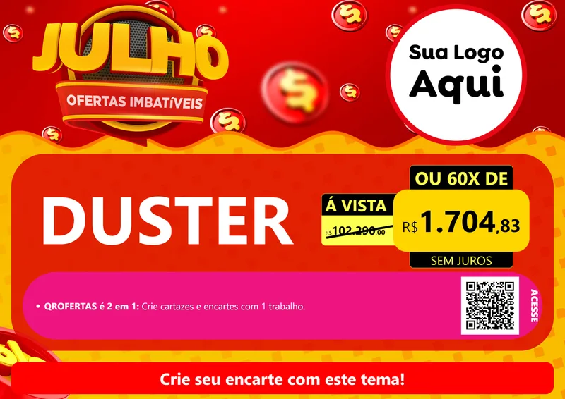Modelo de Cartaz para Cartaz A4 Horizontal com o tema Julho Ofertas Imbatíveis para Concessionaria de Carros