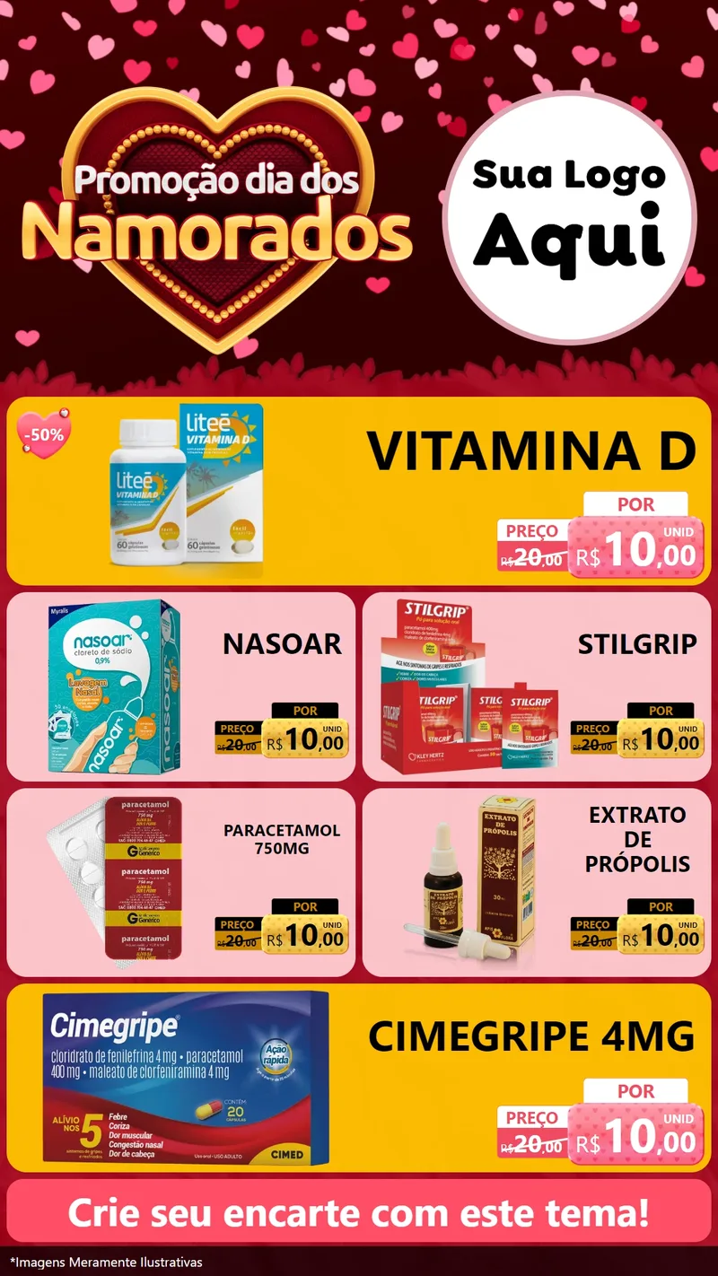 Modelo de TV para TV Vertical com o tema Promoção Dia Dos Namorados para Farmácia