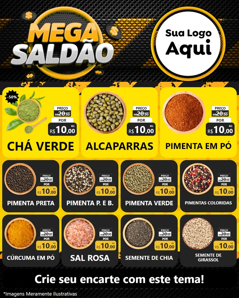 Modelo de Rede Social para Feed Instagram com o tema Mega Saldão para Produtos Naturais