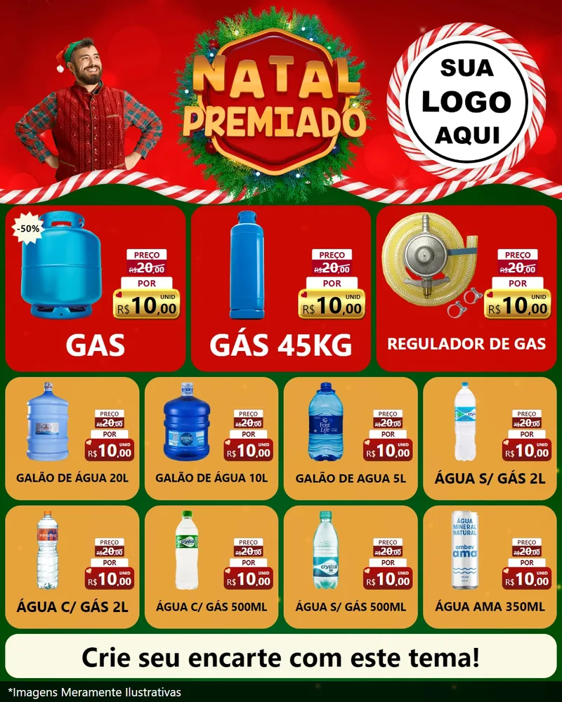 Modelo de Rede Social para Feed Instagram com o tema Natal Premiado para Água e gás