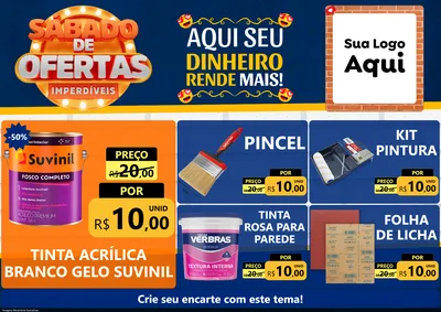 Modelo de Encarte para Encarte A4 Horizontal com o tema Sábado de Ofertas Imperdíveis para Tintas e Ferramentas