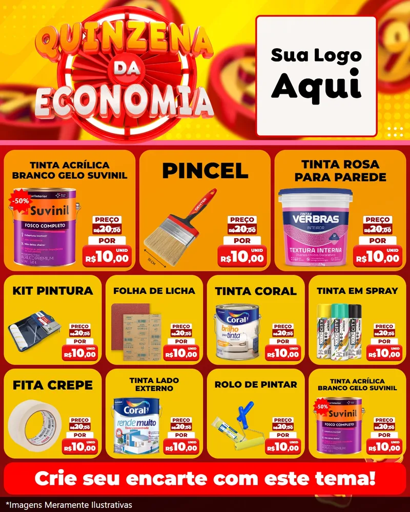 Modelo de Rede Social para Feed Instagram com o tema Quinzena Da Economia para Tintas e Ferramentas