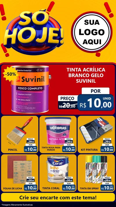 Modelo de Rede Social para Stories com o tema Só Hoje! para Tintas e Ferramentas