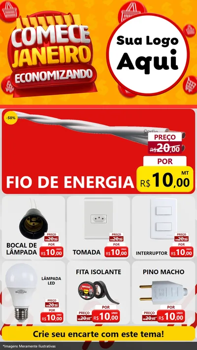 Modelo de Rede Social para Stories com o tema Comece Janeiro Economizando para Materiais Elétricos