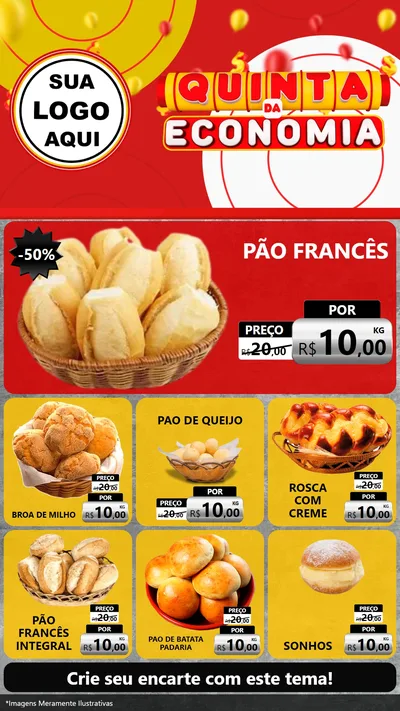 Modelo de Rede Social para Stories com o tema Quinta da Economia para Padaria