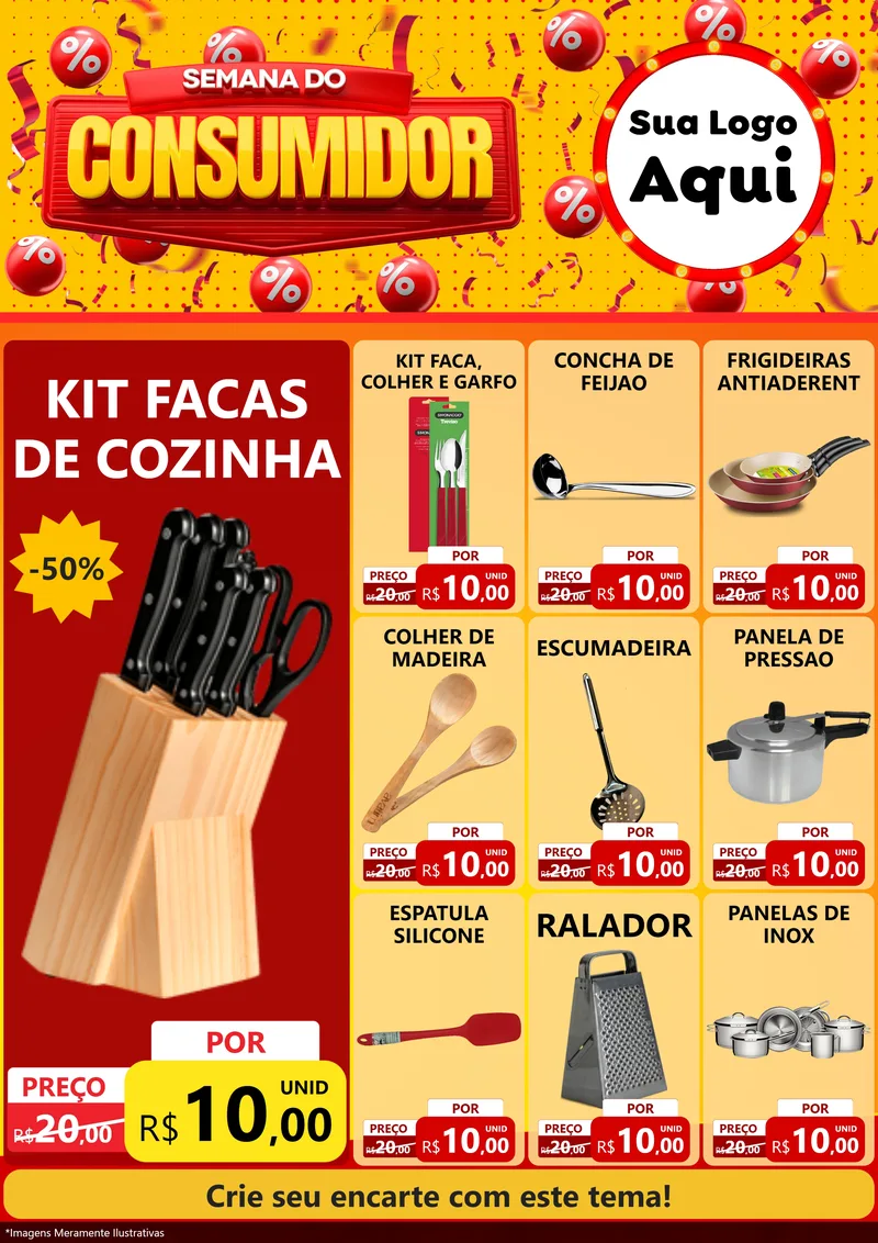 Modelo de Encarte para Encarte A4 Vertical com o tema Semana do Consumidor para Utilidades Domésticas
