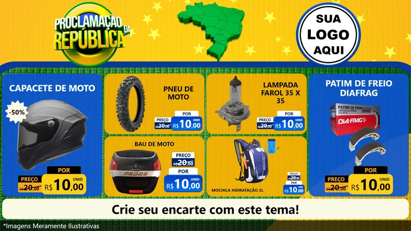 Modelo de TV para TV Horizontal com o tema Proclamação da República para Moto peças