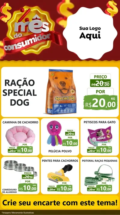 Modelo de Rede Social para Stories com o tema Mês do consumidor para Pet Shop
