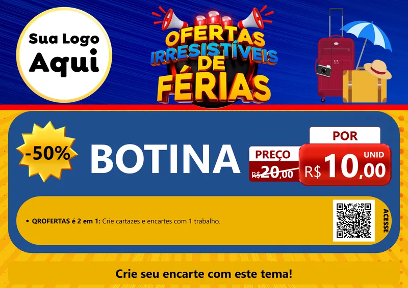Modelo de Cartaz para Cartaz A4 Horizontal com o tema Ofertas Irresistíveis de Férias para Agropecuária