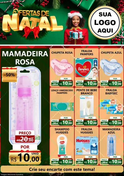Modelo de Encarte para Encarte A4 Vertical com o tema Ofertas de Natal para Bebês