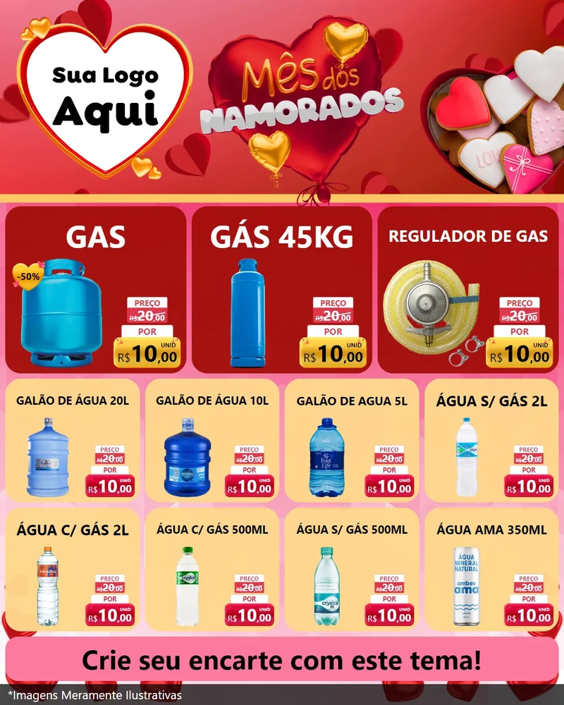 Modelo de Rede Social para Feed Instagram com o tema Mês dos Namorados para Água e gás