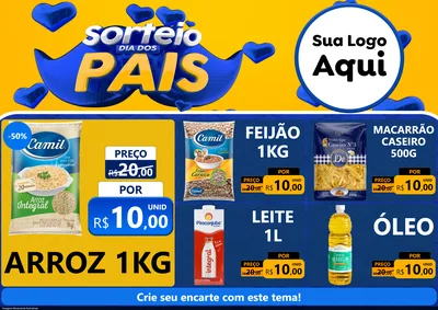 Modelo de Encarte para Encarte A4 Horizontal com o tema Sorteio Dia dos Pais para Supermercado