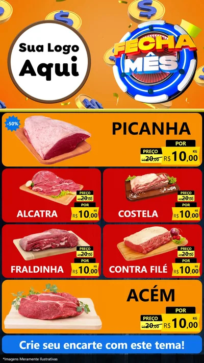 Modelo de TV para TV Vertical com o tema Fecha Mês para Açougue