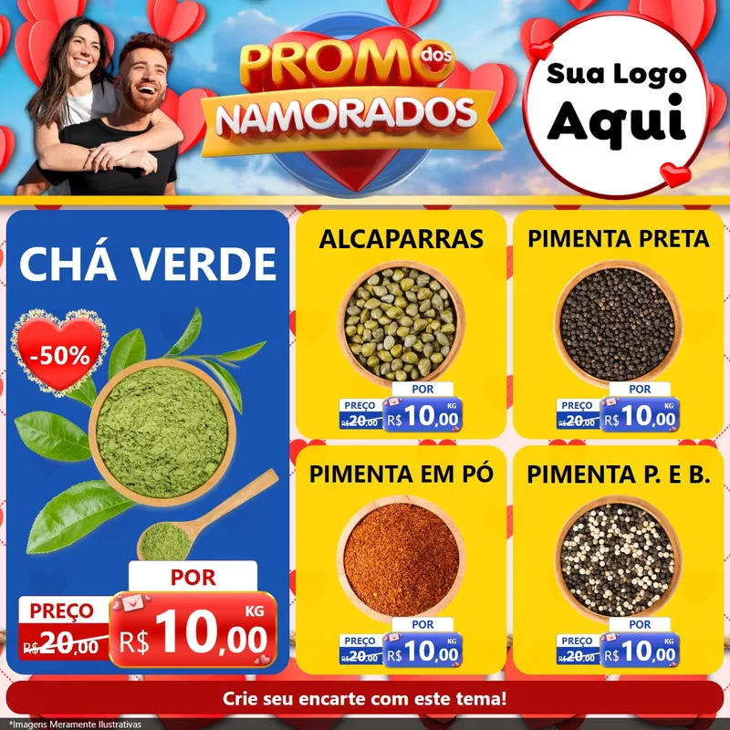 Modelo de Rede Social para Feed Facebook com o tema Promo dos Namorados para Produtos Naturais