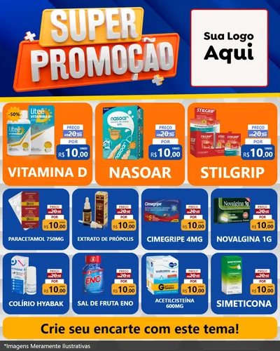 Modelo de Rede Social para Feed Instagram com o tema Super Promoção para Farmácia
