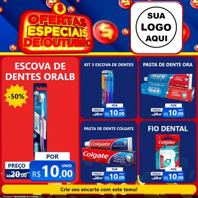 Modelo de Rede Social para Feed Facebook com o tema Ofertas Especiais de Outubro para Higiene Pessoal