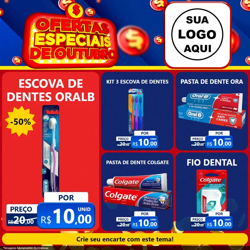 Modelo de Rede Social para Feed Facebook com o tema Ofertas Especiais de Outubro para Higiene Pessoal