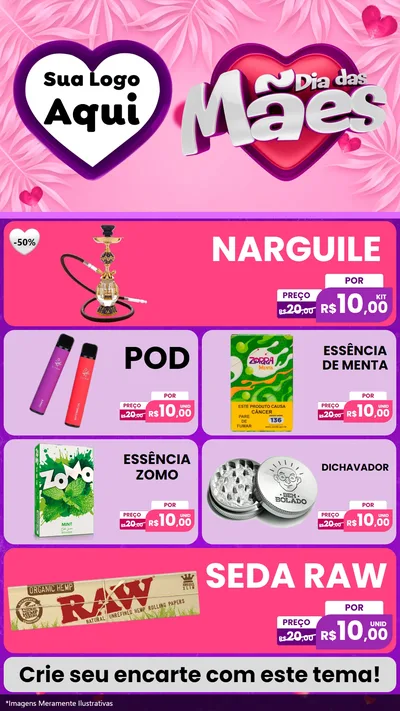 Modelo de TV para TV Vertical com o tema Dia das Mães para Tabacaria
