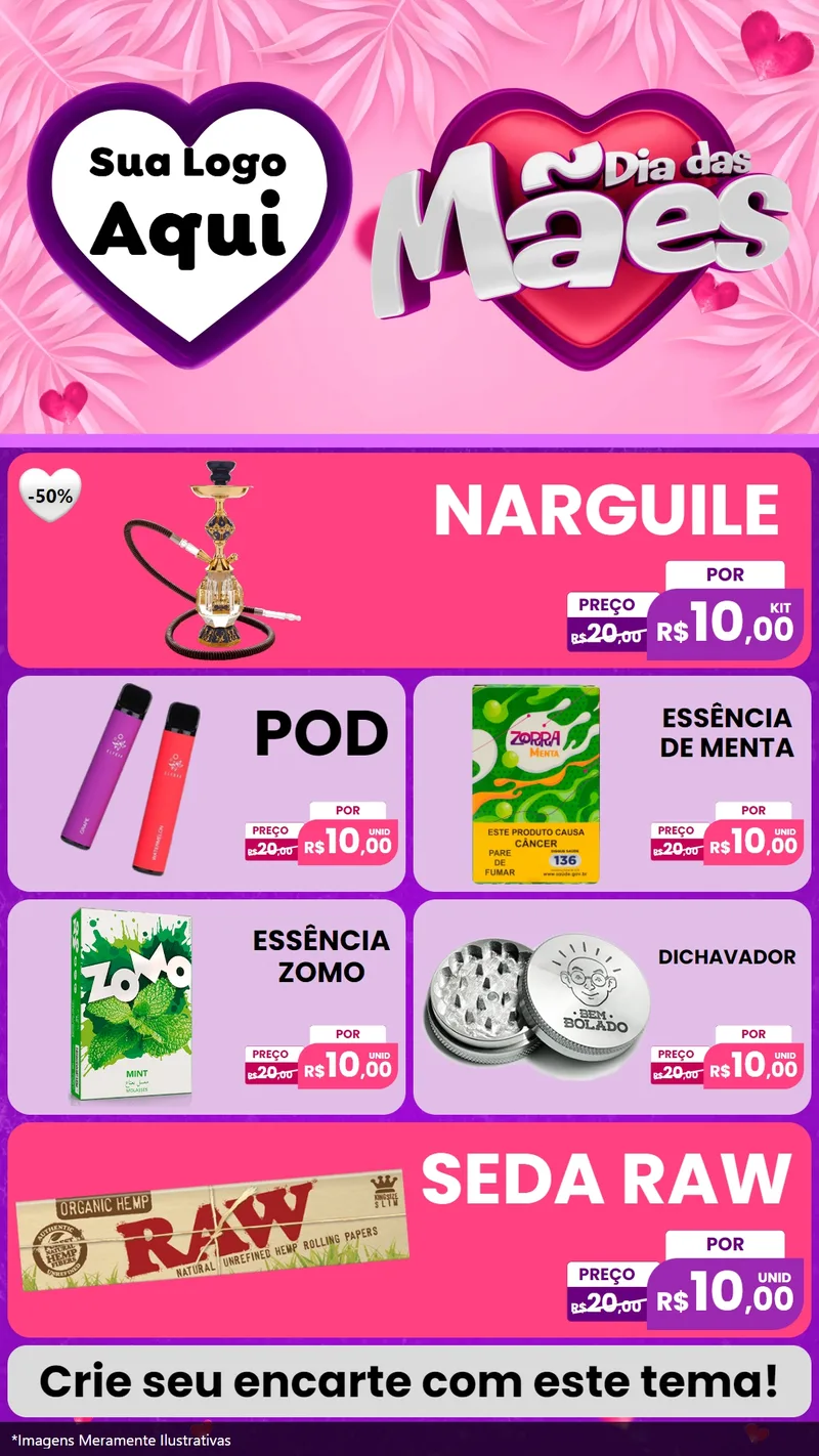 Modelo de TV para TV Vertical com o tema Dia das Mães para Tabacaria