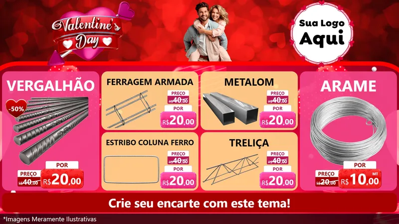 Modelo de TV para TV Horizontal com o tema Valentine's Day para Ferragens