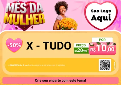 Modelo de Cartaz para Cartaz A4 Horizontal com o tema Mês da Mulher para Hamburgueria