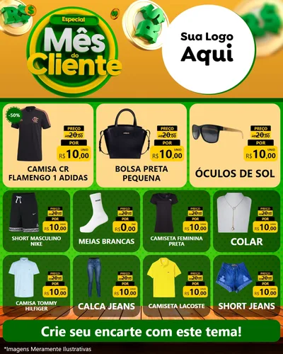 Modelo de Rede Social para Feed Instagram com o tema Especial Mês do Cliente para Roupas e acessórios