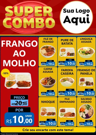 Modelo de Encarte para Encarte A4 Vertical com o tema Super Combo para Restaurante