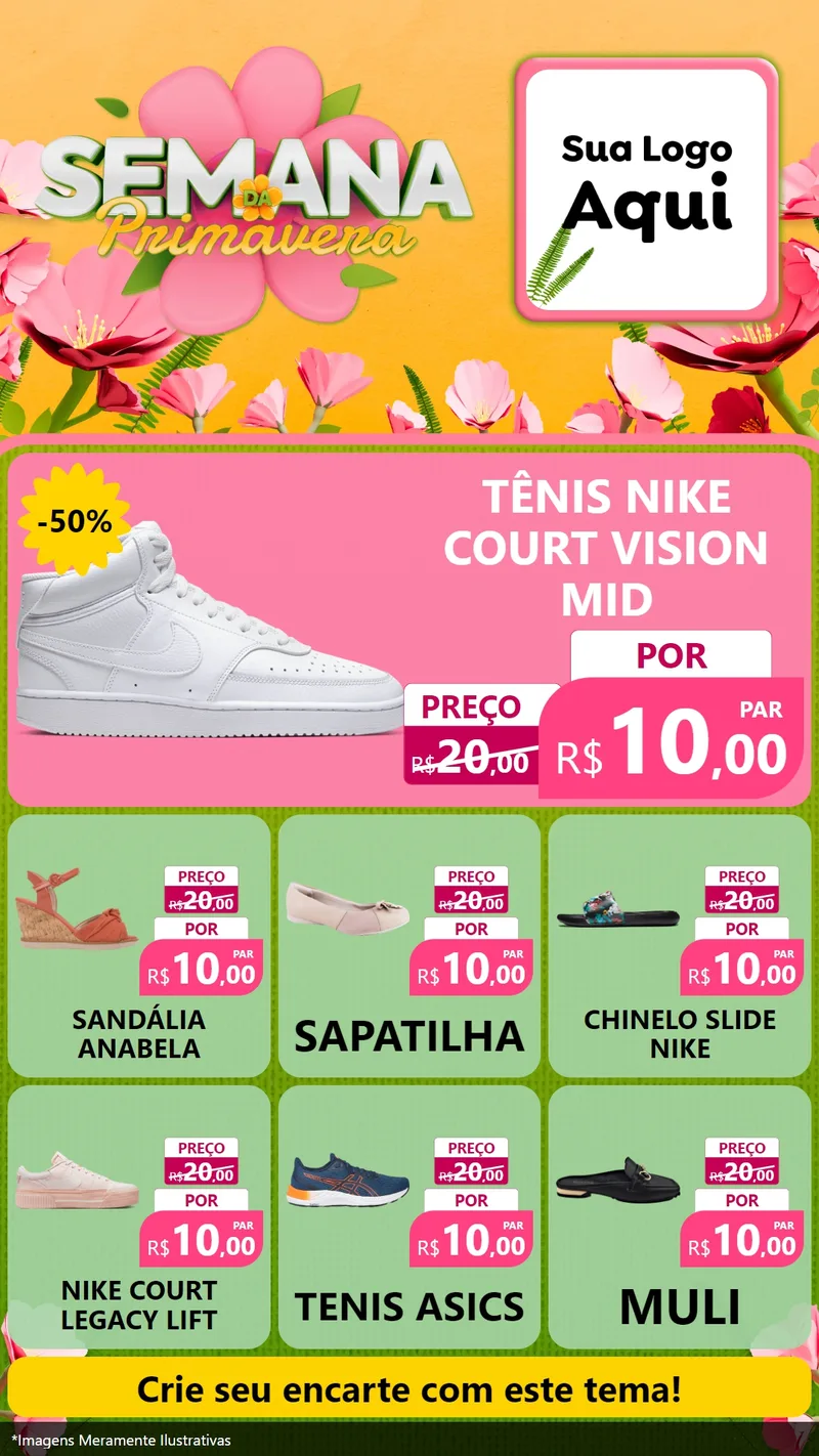 Modelo de Rede Social para Stories com o tema Semana da Primavera para Calçados