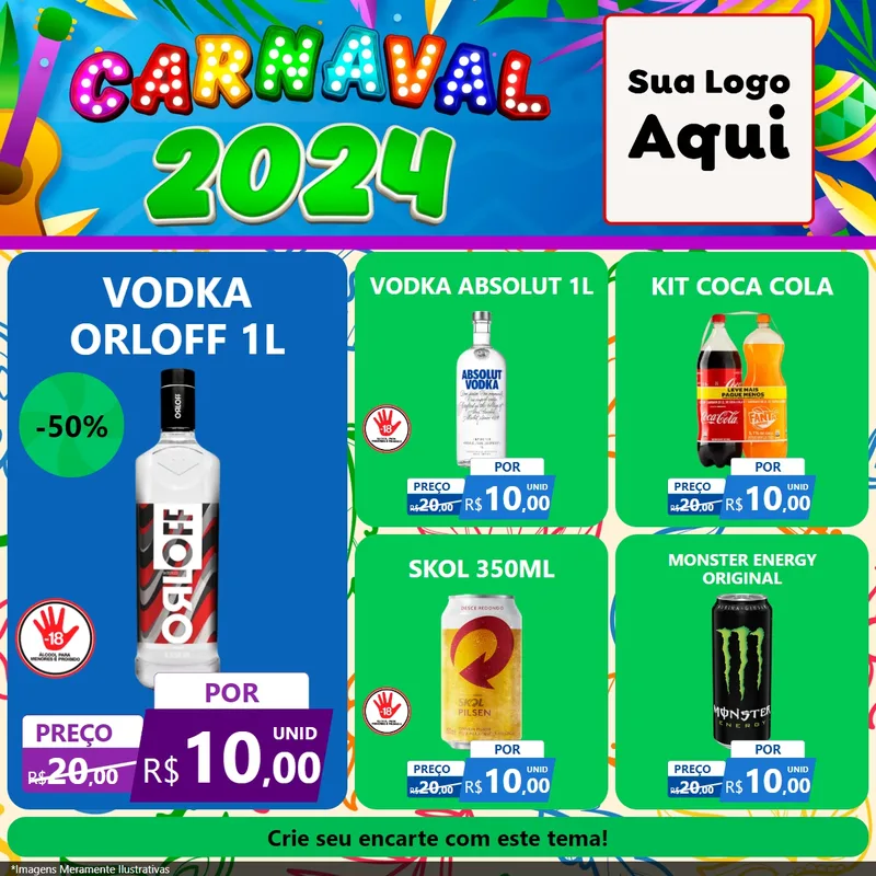 Modelo de Rede Social para Feed Facebook com o tema Carnaval 2027 para Distribuidora de bebidas