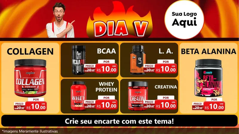 Modelo de TV para TV Horizontal com o tema Dia V para Suplementos alimentares
