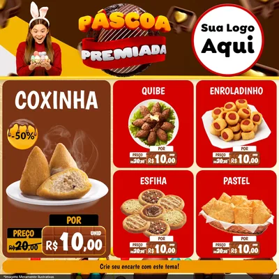 Modelo de Rede Social para Feed Facebook com o tema Páscoa Premiada para Salgadaria