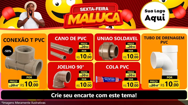 Modelo de TV para TV Horizontal com o tema Sexta-feira Maluca para Tubos e conexões