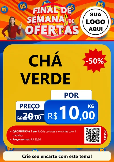 Modelo de Cartaz para Cartaz A4 Vertical com o tema Final de Semana de Ofertas para Produtos Naturais