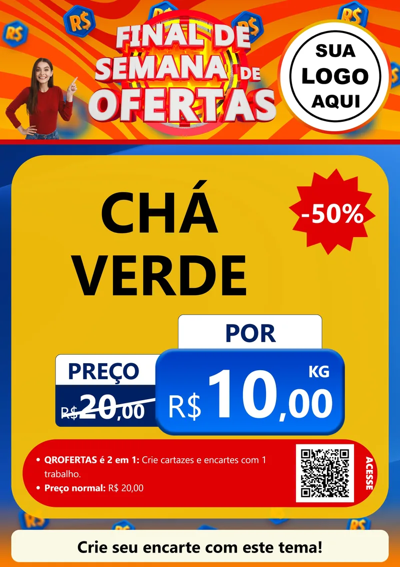 Modelo de Cartaz para Cartaz A4 Vertical com o tema Final de Semana de Ofertas para Produtos Naturais
