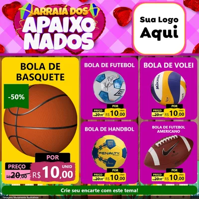 Modelo de Rede Social para Feed Facebook com o tema Arraiá dos Apaixonados para Artigos Esportivos