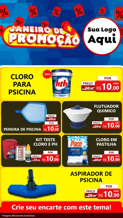 Modelo de TV para TV Vertical com o tema Janeiro de Promoção para Produtos para Piscina