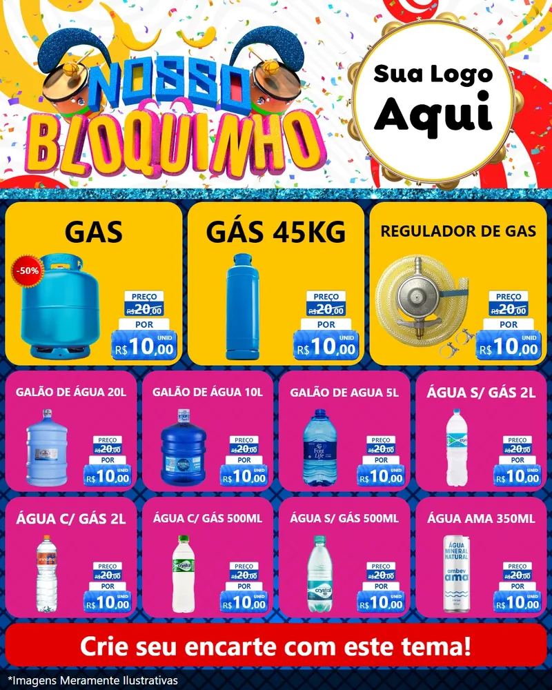 Modelo de Rede Social para Feed Instagram com o tema Nosso Bloquinho para Água e gás