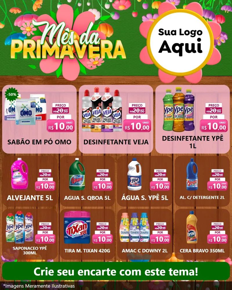 Modelo de Rede Social para Feed Instagram com o tema Mês da Primavera para Produtos de Limpeza