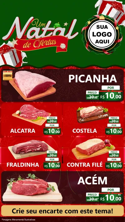 Modelo de TV para TV Vertical com o tema Um Natal de Ofertas para Açougue
