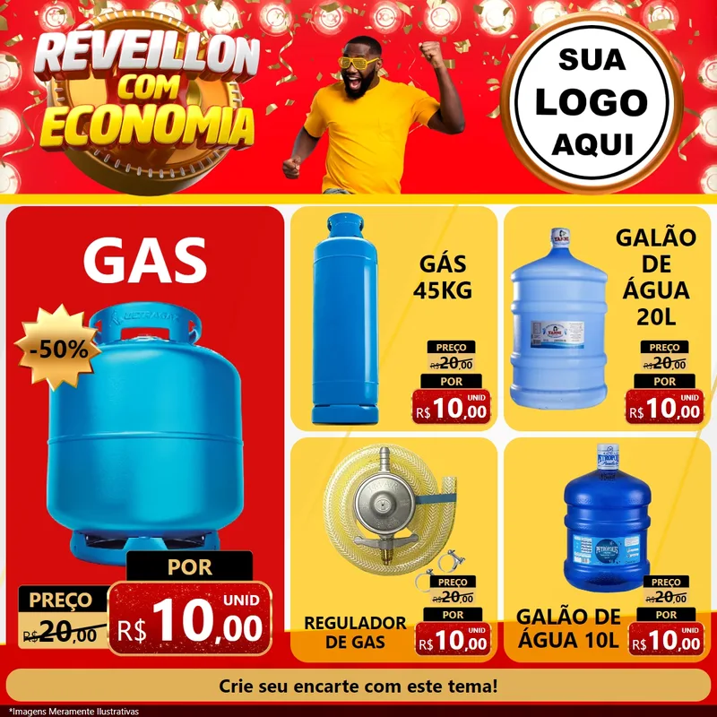Modelo de Rede Social para Feed Facebook com o tema Réveillon com Economia para Água e gás