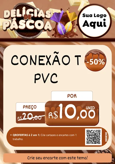 Modelo de Cartaz para Cartaz A4 Vertical com o tema Delícias de Páscoa para Tubos e conexões