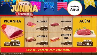 Modelo de TV para TV Horizontal com o tema Festa Junina de Ofertas para Açougue