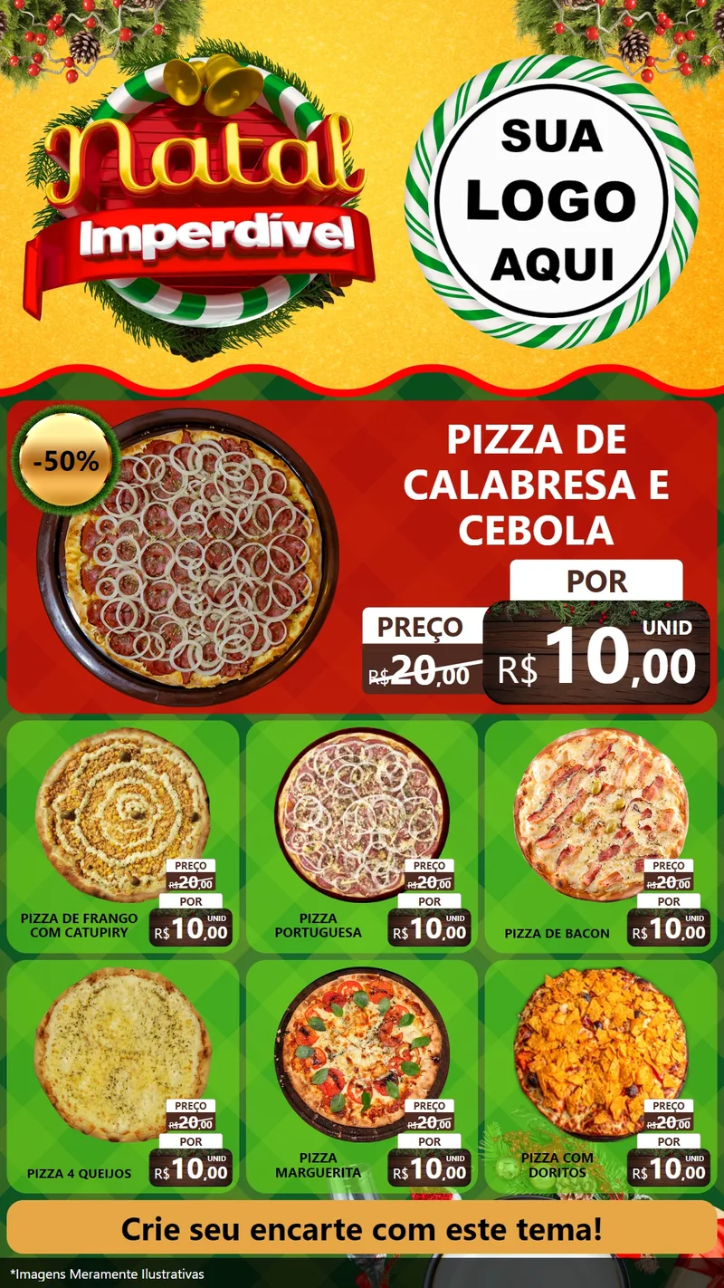 Modelo de Rede Social para Stories com o tema Natal Imperdível para Pizzaria