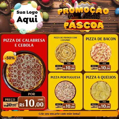 Modelo de Rede Social para Feed Facebook com o tema Promoção Páscoa para Pizzaria