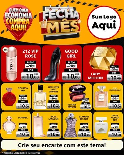 Modelo de Rede Social para Feed Instagram com o tema Fecha Mês para Perfumes